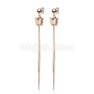316L Surgical Steel Pair of Two Tone Butterfly and Chains Dangle on... - Image 4