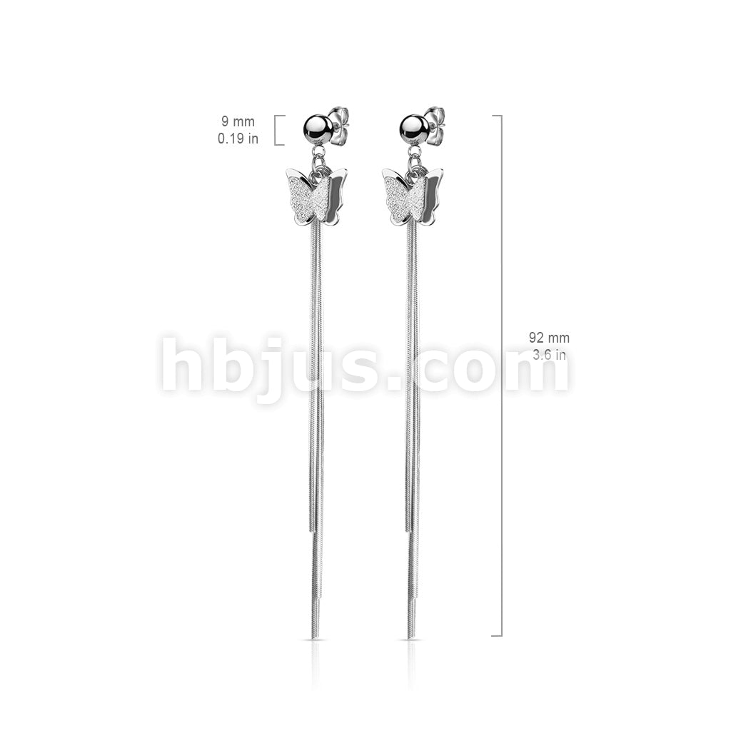 316L Surgical Steel Pair of Two Tone Butterfly and Chains Dangle on... - Image 6