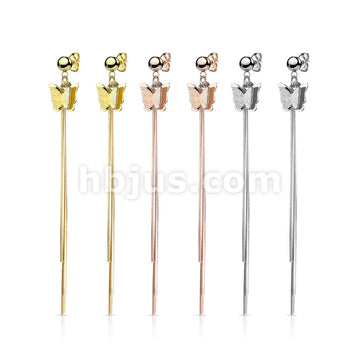 316L Surgical Steel Pair of Two Tone Butterfly and Chains Dangle on... - Image 7