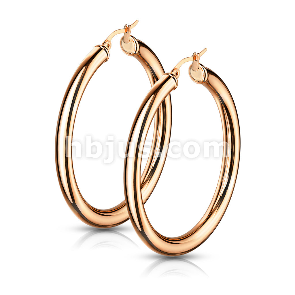 316L Surgical Steel Pair of Thick Hollow Stainless Steel Hoop Earrings - Image 5
