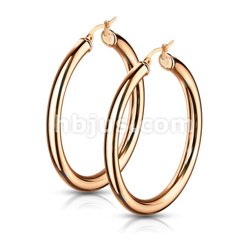 316L Surgical Steel Pair of Thick Hollow Stainless Steel Hoop Earrings - Image 5