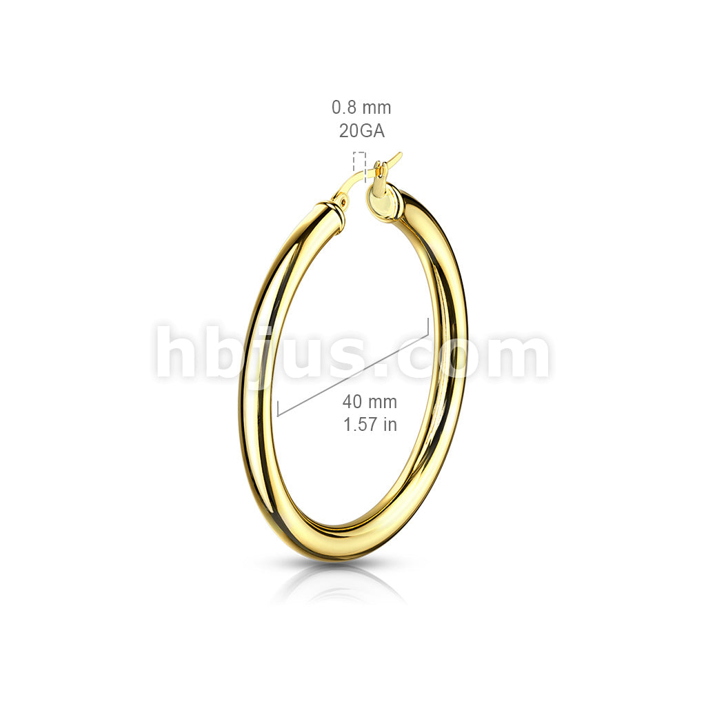 316L Surgical Steel Pair of Thick Hollow Stainless Steel Hoop Earrings - Image 6
