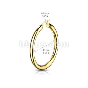 316L Surgical Steel Pair of Thick Hollow Stainless Steel Hoop Earrings - Image 6