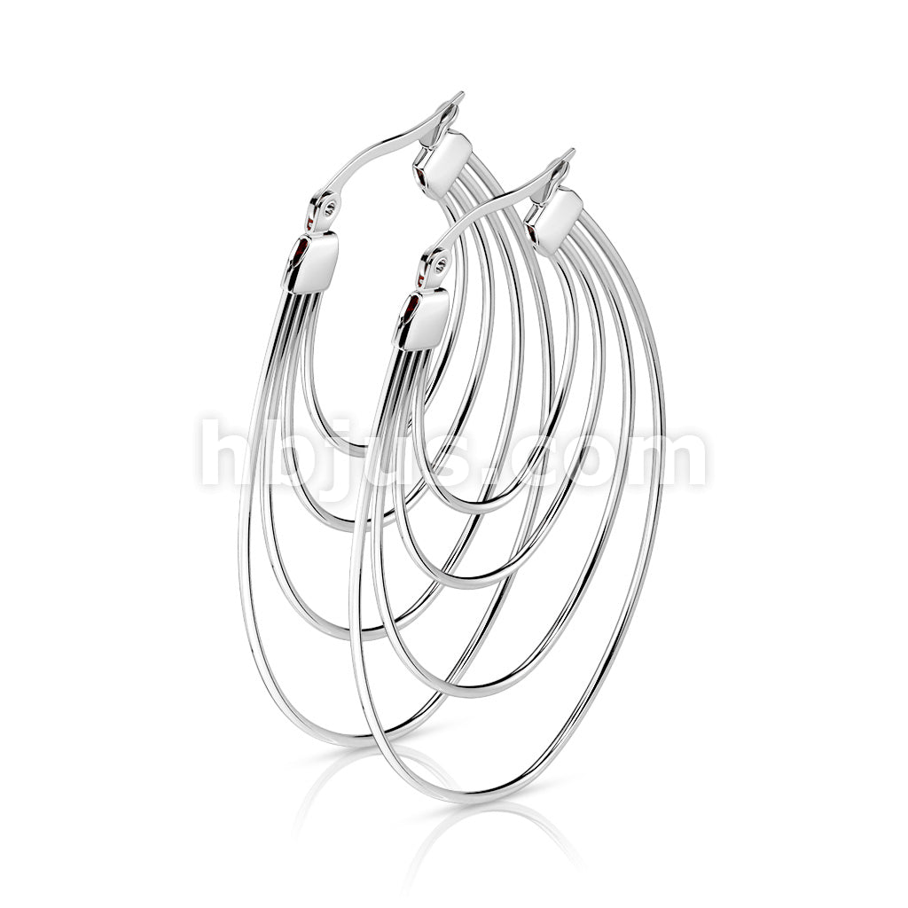 316L Surgical Steel Pair of Quadruple Layered Ovals 316L Stainless... - Image 5