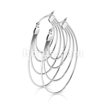 316L Surgical Steel Pair of Quadruple Layered Ovals 316L Stainless... - Image 5
