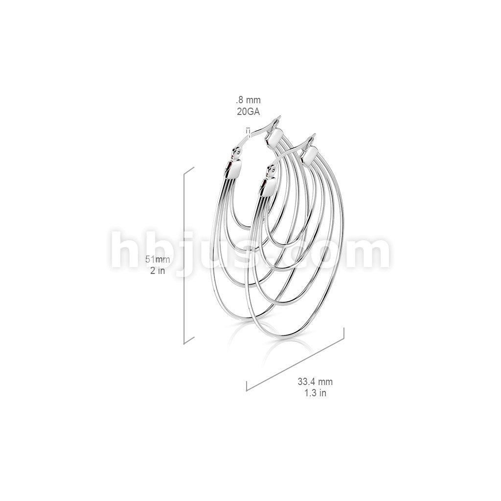 316L Surgical Steel Pair of Quadruple Layered Ovals 316L Stainless... - Image 6