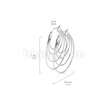 316L Surgical Steel Pair of Quadruple Layered Ovals 316L Stainless... - Image 6