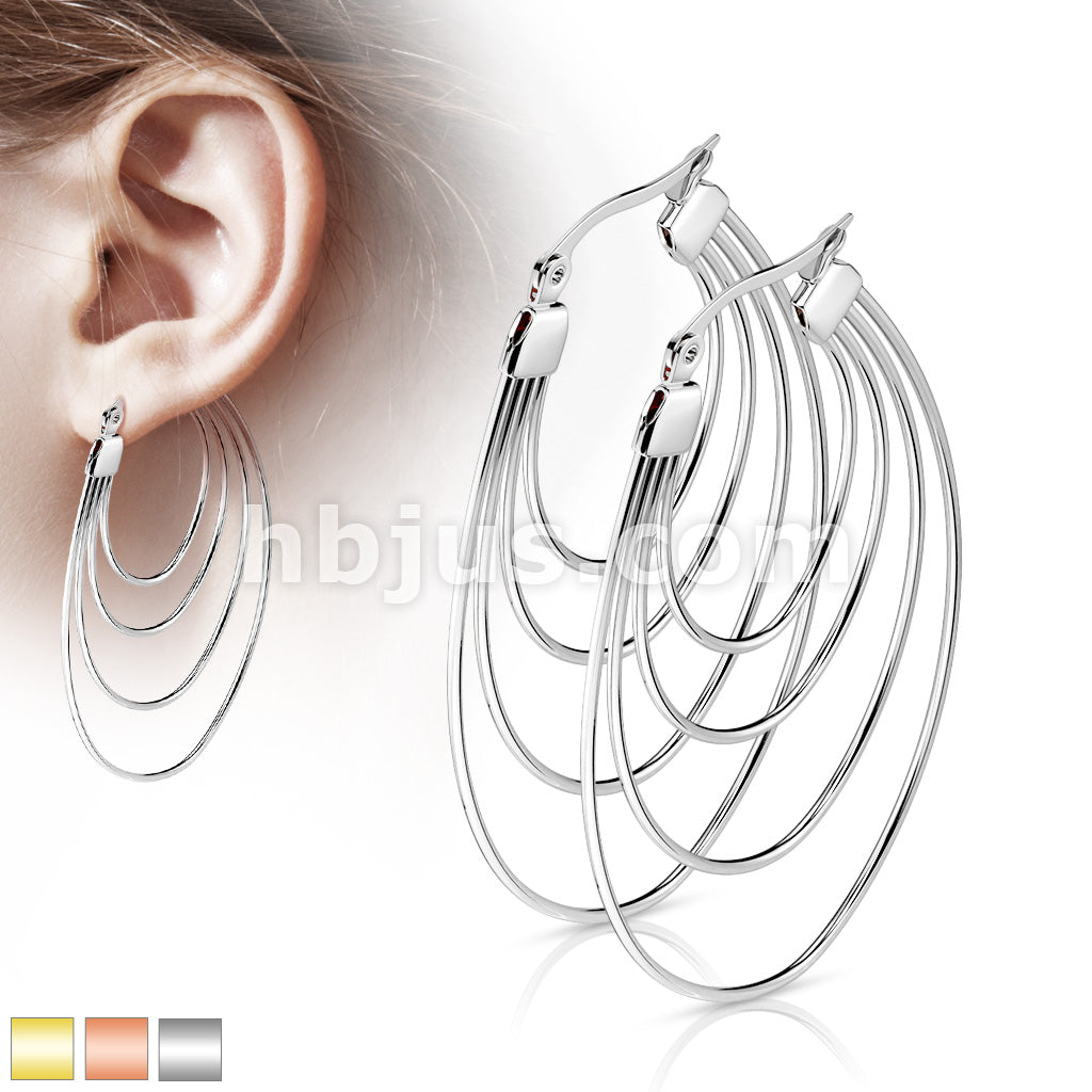 316L Surgical Steel Pair of Quadruple Layered Ovals 316L Stainless... - Image 2