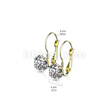 316L Surgical Steel Pair of Prong Set Roun CZ Lever Back Stainless... - Image 7
