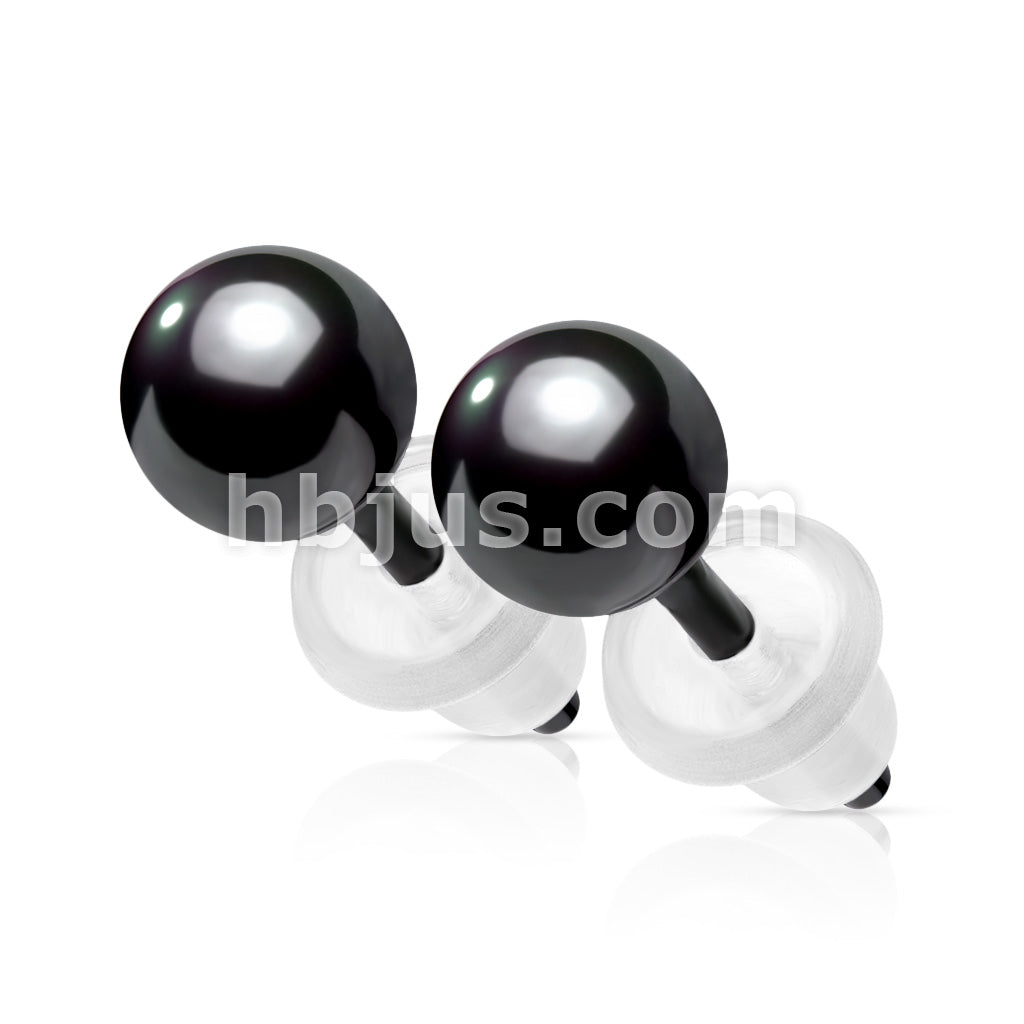 Pair of All Ceramic Ball Stud Earrings - Image 3