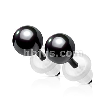 Pair of All Ceramic Ball Stud Earrings - Image 3