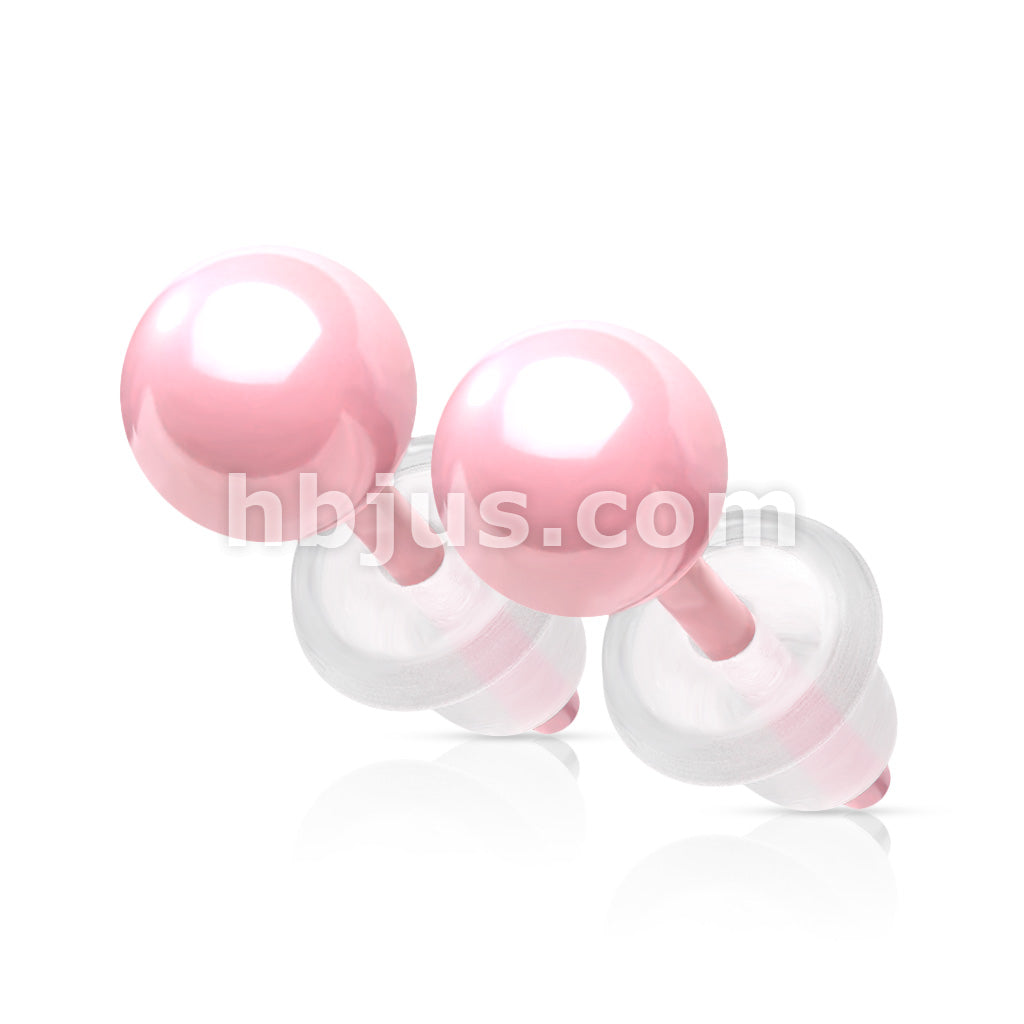 Pair of All Ceramic Ball Stud Earrings - Image 4