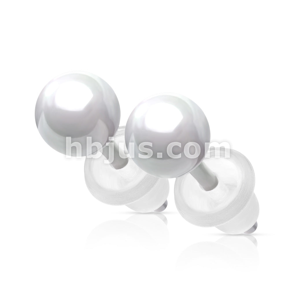 Pair of All Ceramic Ball Stud Earrings - Image 5