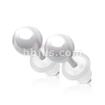Pair of All Ceramic Ball Stud Earrings - Image 5