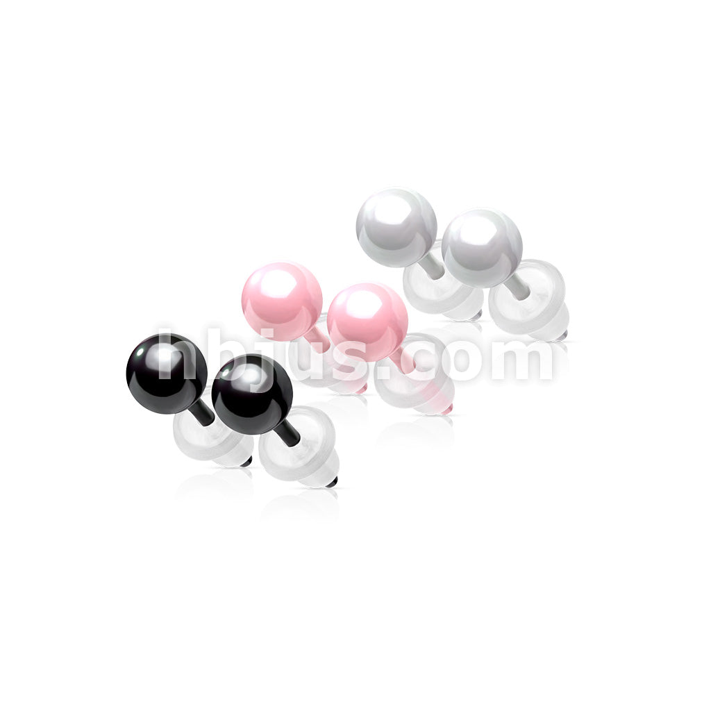 Pair of All Ceramic Ball Stud Earrings - Image 6