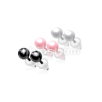Pair of All Ceramic Ball Stud Earrings - Image 6