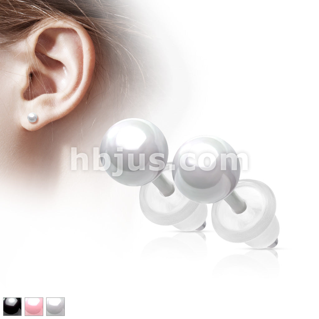 Pair of All Ceramic Ball Stud Earrings - Image 2