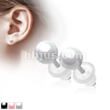 Pair of All Ceramic Ball Stud Earrings - Image 2