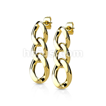 316L Surgical Steel Pair of 316L Chain Link Dangle StudEarrings - Image 3