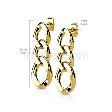 316L Surgical Steel Pair of 316L Chain Link Dangle StudEarrings - Image 7