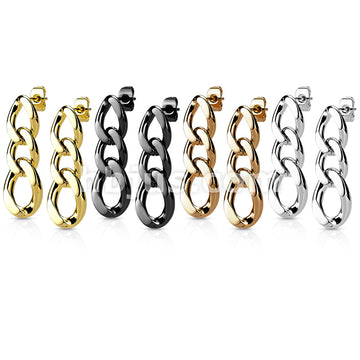 316L Surgical Steel Pair of 316L Chain Link Dangle StudEarrings - Image 8