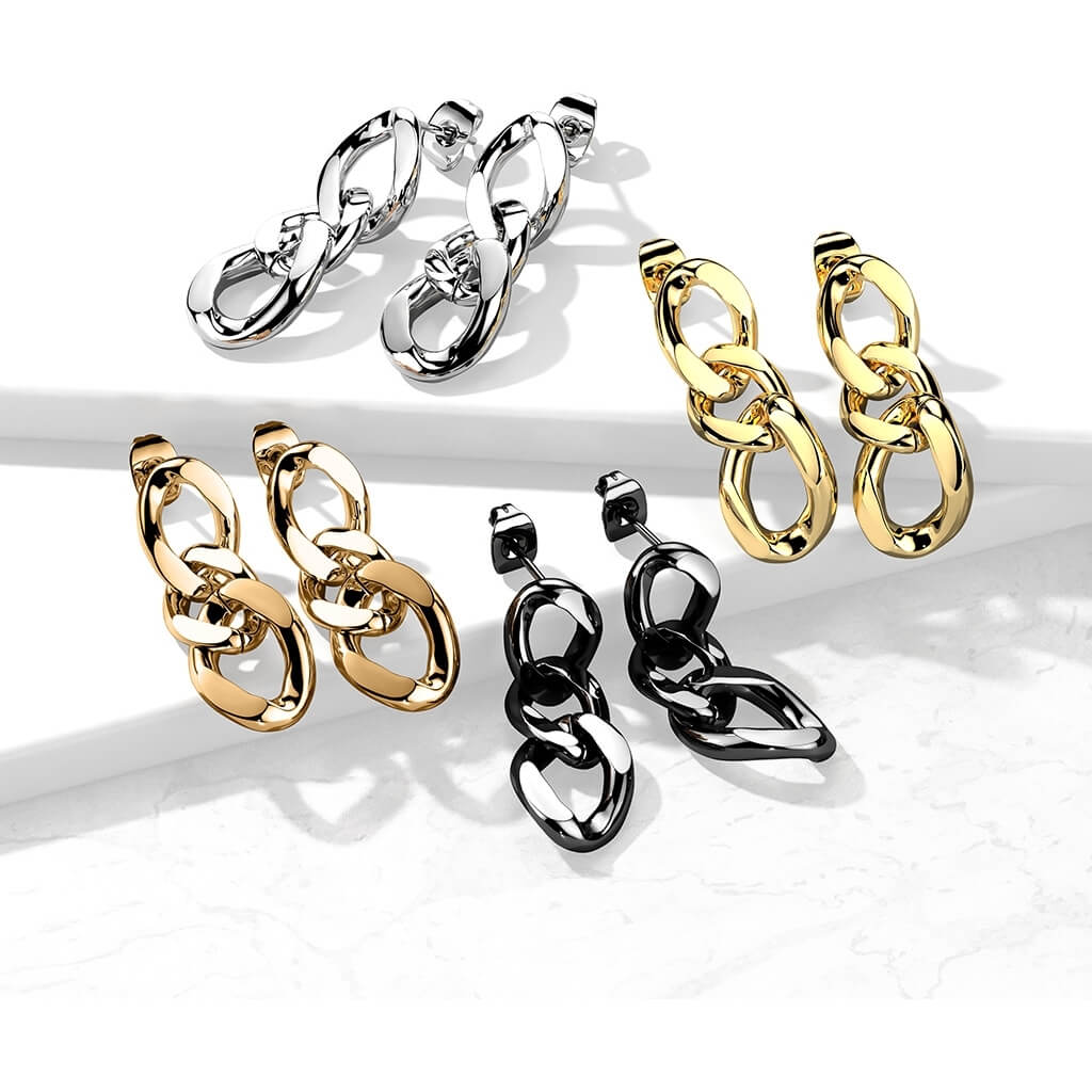 316L Surgical Steel Pair of 316L Chain Link Dangle StudEarrings