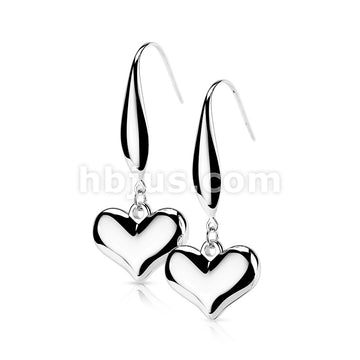 Pair of 316L Stainless Steel Heart Dangle Hook Earrings - Image 5