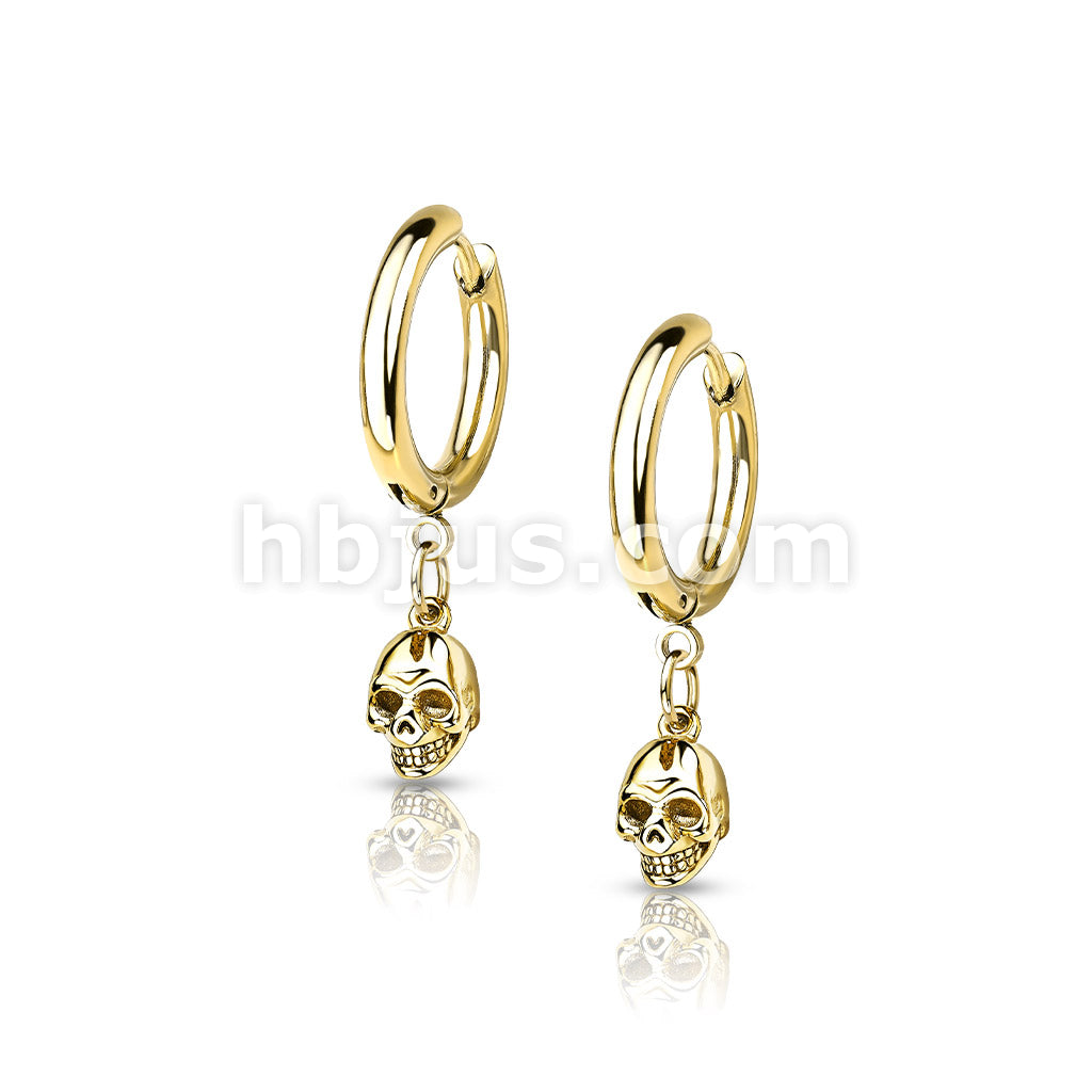 316L Surgical Steel Pair of 316 Surgical Steel Hoop Earrings With Skull... - Image 3