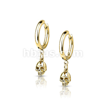 316L Surgical Steel Pair of 316 Surgical Steel Hoop Earrings With Skull... - Image 3