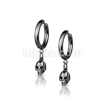 316L Surgical Steel Pair of 316 Surgical Steel Hoop Earrings With Skull... - Image 4