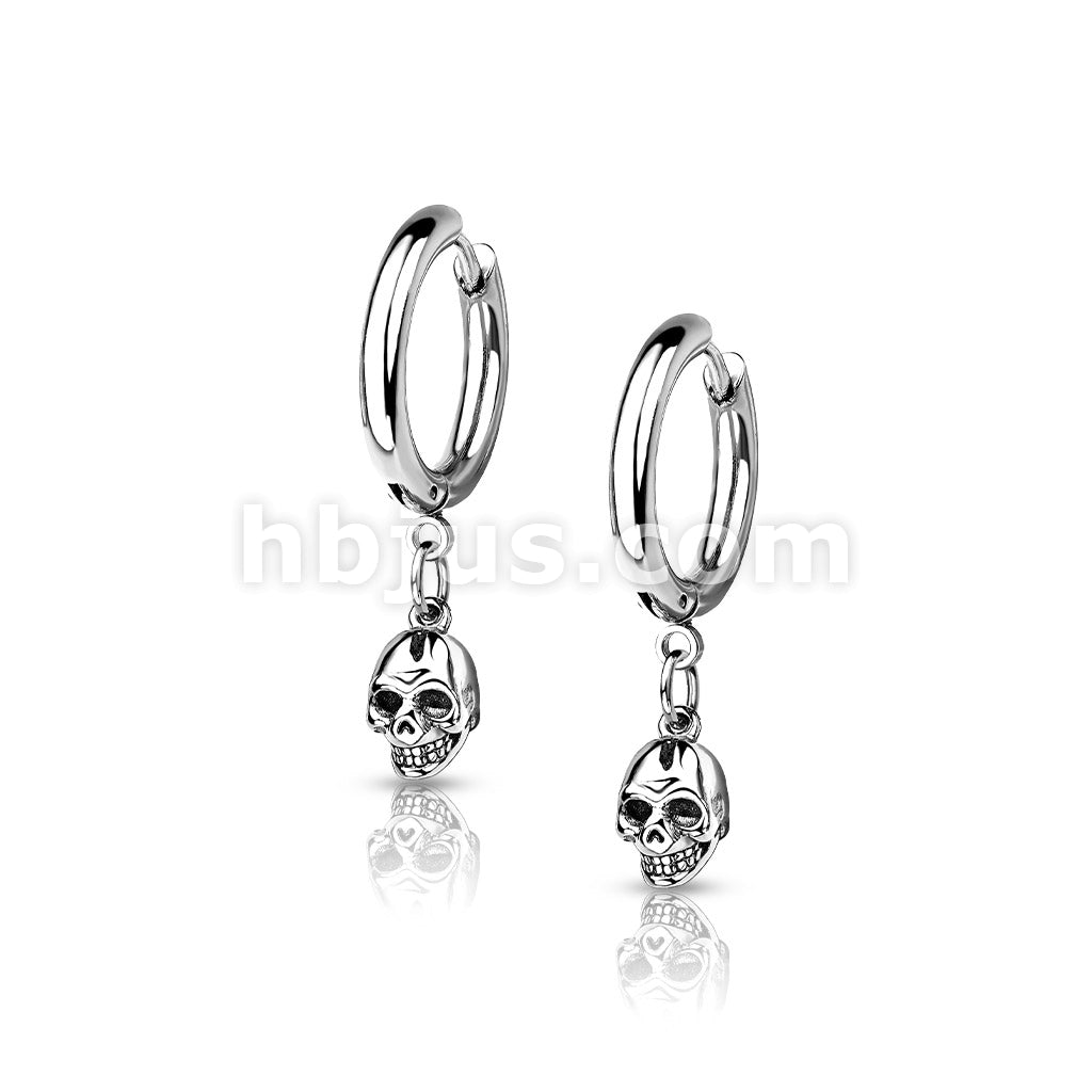 316L Surgical Steel Pair of 316 Surgical Steel Hoop Earrings With Skull... - Image 5