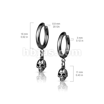 316L Surgical Steel Pair of 316 Surgical Steel Hoop Earrings With Skull... - Image 6