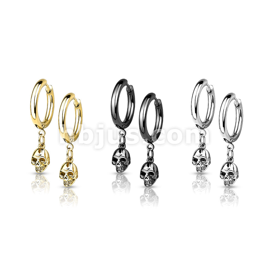 316L Surgical Steel Pair of 316 Surgical Steel Hoop Earrings With Skull... - Image 7
