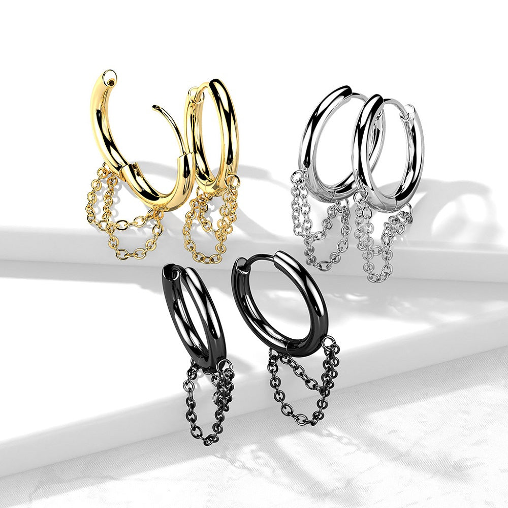 316L Surgical Steel Pair of 316L Stainless Steel Double Chain Hinge...