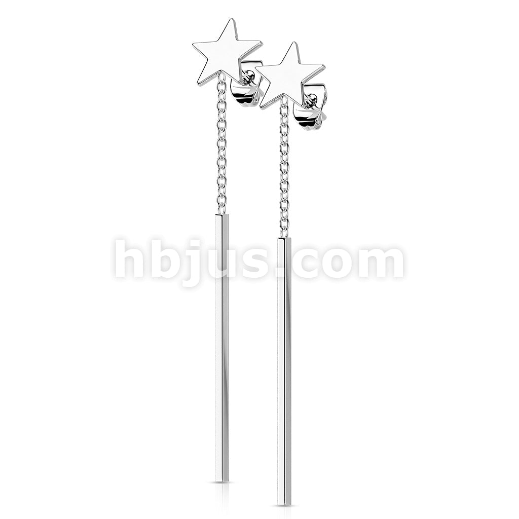 316L Surgical Steel Pair of 316L Stainless Steel Star Stud Earrings... - Image 6