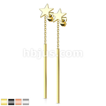 316L Surgical Steel Pair of 316L Stainless Steel Star Stud Earrings... - Image 2