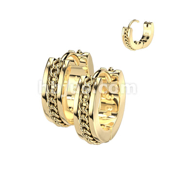 316L Surgical Steel Pair of Stainless Steel Hinge Hoop Earrings With... - Image 2