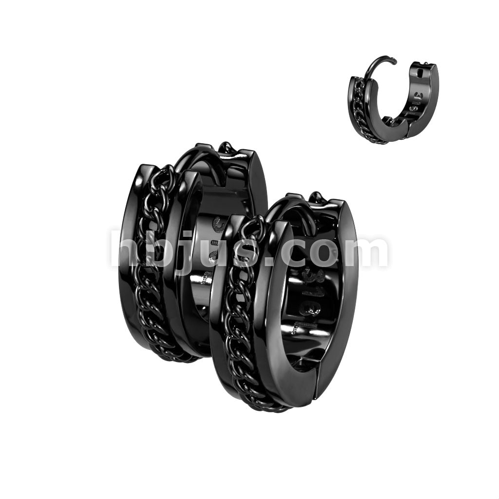 316L Surgical Steel Pair of Stainless Steel Hinge Hoop Earrings With... - Image 3