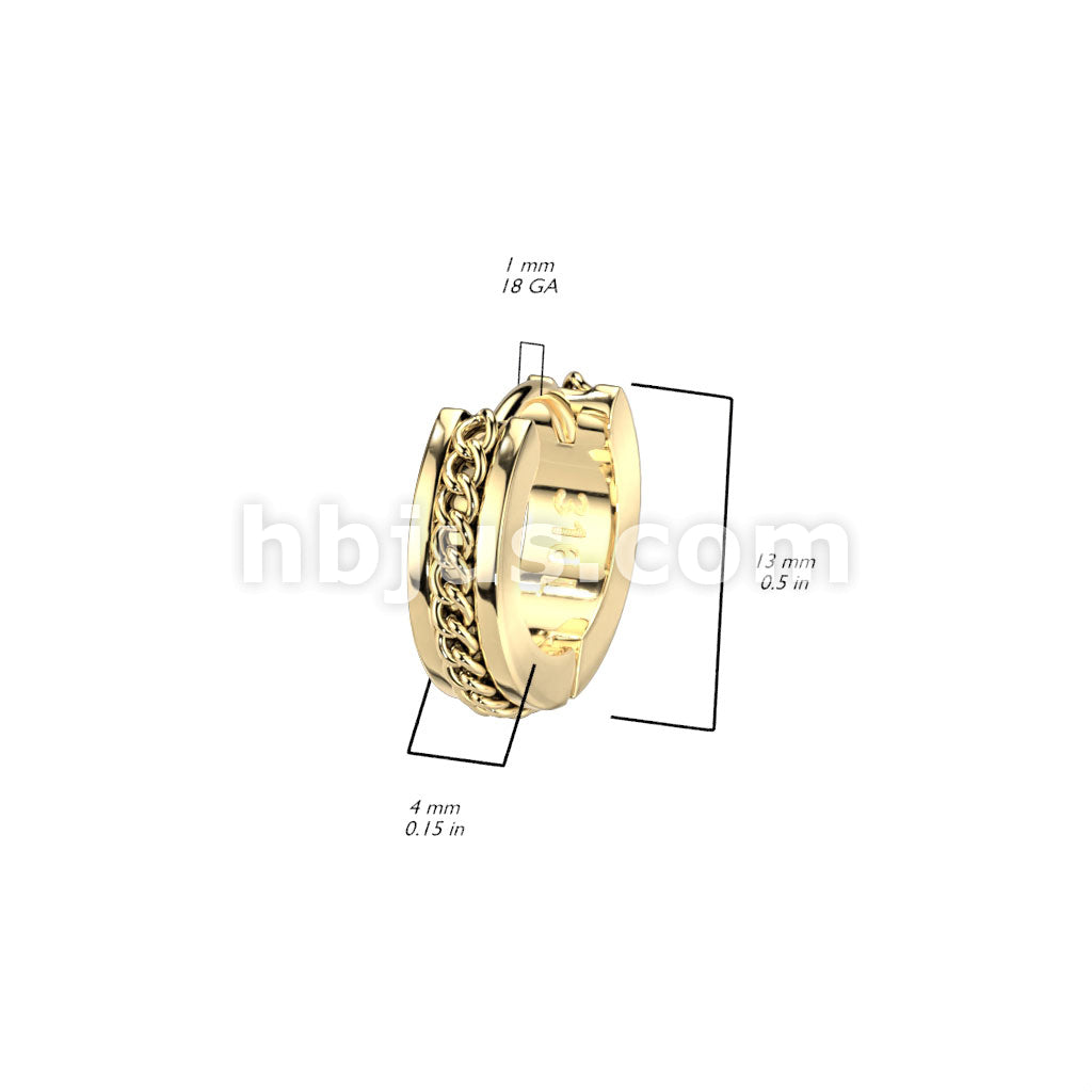 316L Surgical Steel Pair of Stainless Steel Hinge Hoop Earrings With... - Image 5