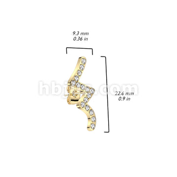 316L Surgical Steel Pair of CNC CZ Wave 316L Stainless Steel Stud Earrings - Image 4