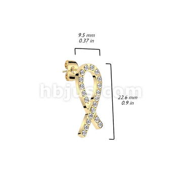 316L Surgical Steel Pair of CNC CZ Ribbon 316L Stainless Steel Stud... - Image 4