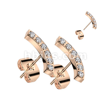 316L Surgical Steel Pair of CNC CZ Curve 316L Stainless Steel Stud Earrings - Image 3