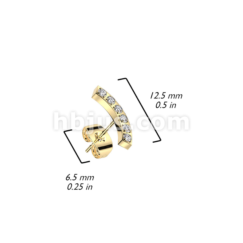 316L Surgical Steel Pair of CNC CZ Curve 316L Stainless Steel Stud Earrings - Image 5