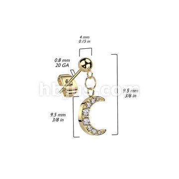 Pair of 316L Surgical Steel Ball Stud Post Earrings With Crescent Moon... - Image 5