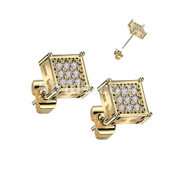 316L Surgical Steel Pair of 316L Surgical Stainless Square Stud Earring... - Image 2