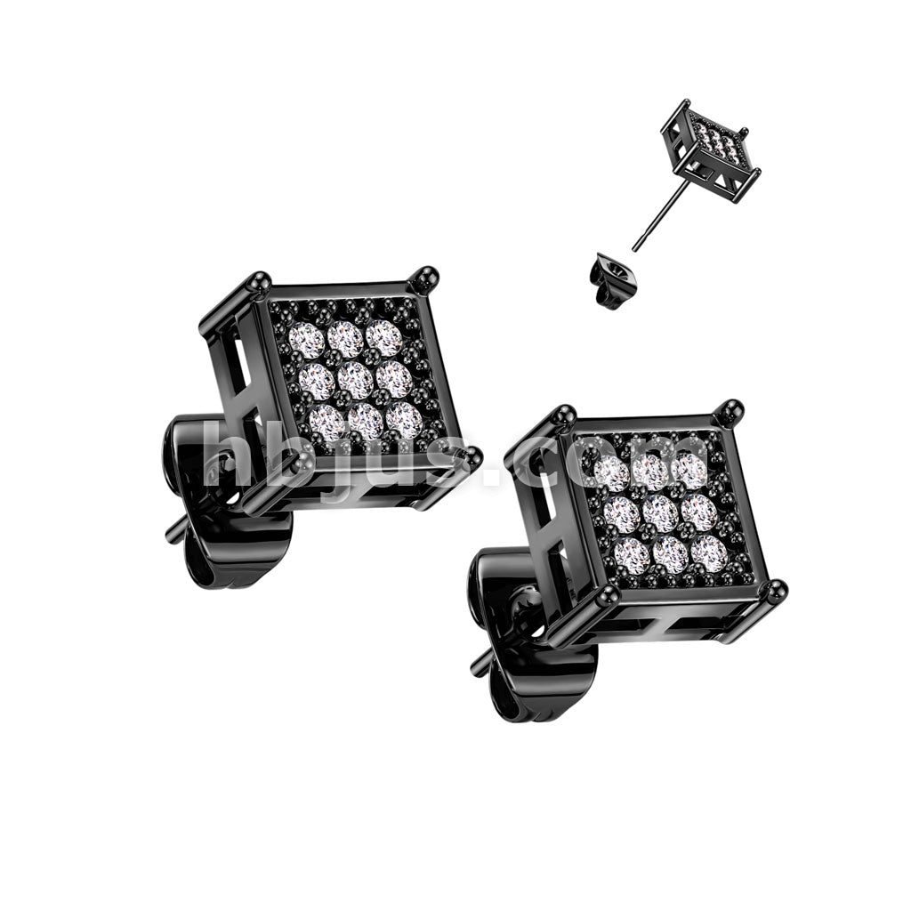 316L Surgical Steel Pair of 316L Surgical Stainless Square Stud Earring... - Image 3