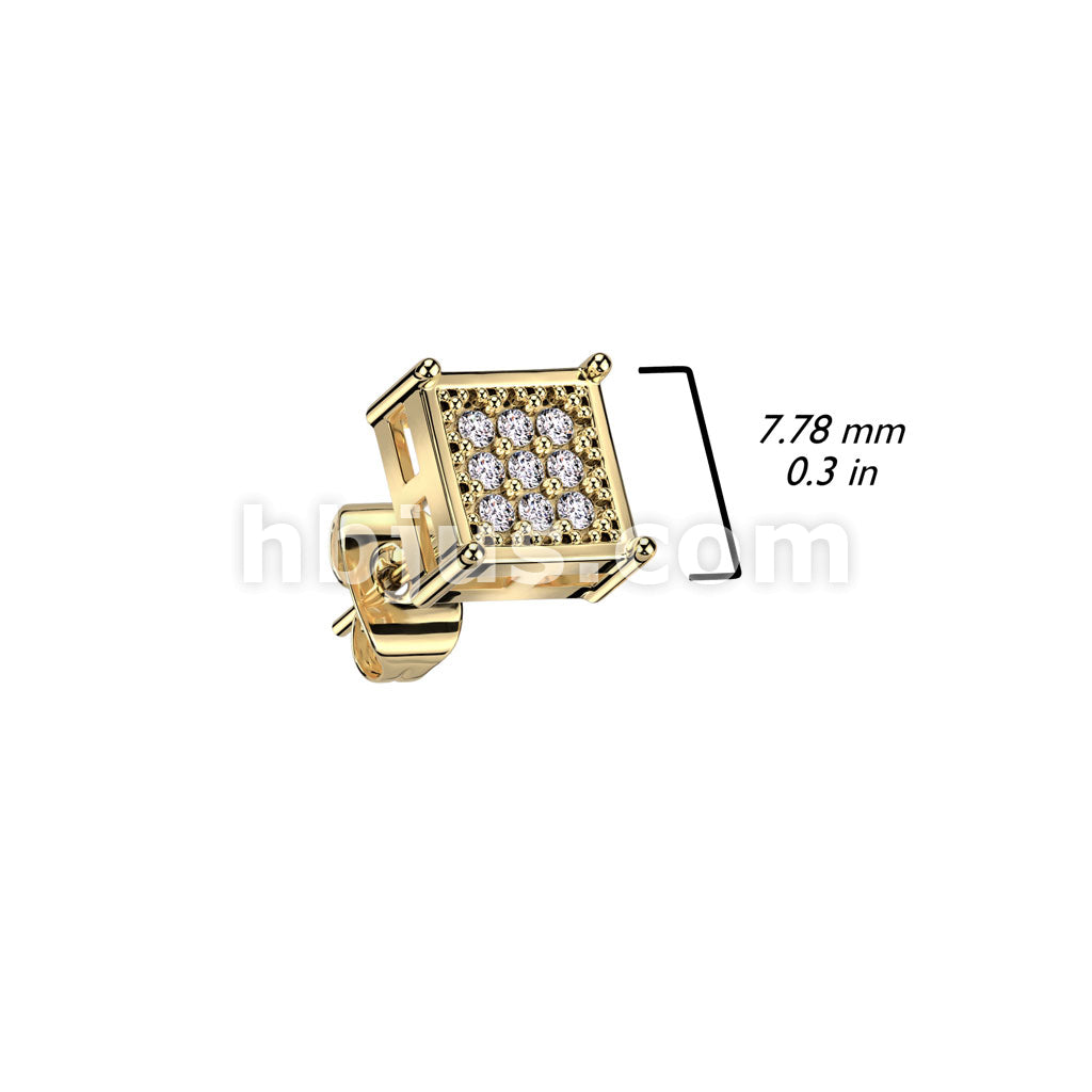 316L Surgical Steel Pair of 316L Surgical Stainless Square Stud Earring... - Image 5