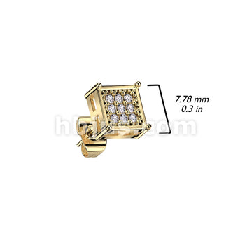 316L Surgical Steel Pair of 316L Surgical Stainless Square Stud Earring... - Image 5
