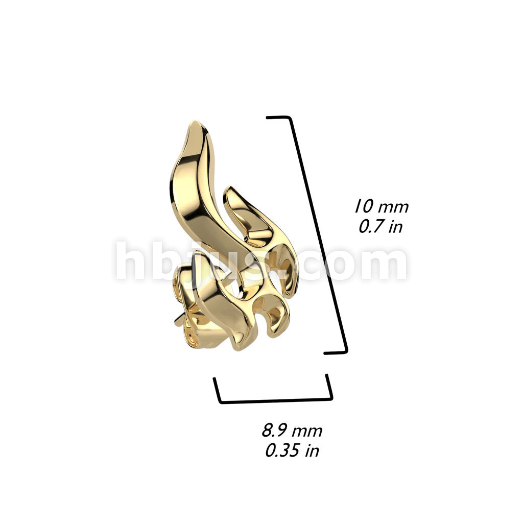 316L Surgical Steel Pair of 316L Stainless Steel Flame Stud Earrings - Image 5