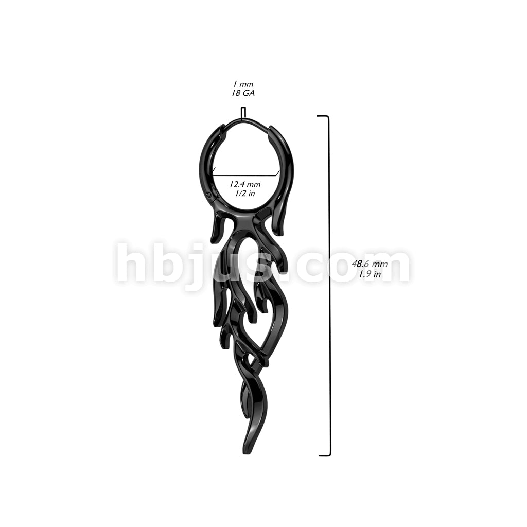 316L Surgical Steel Pair of 316L Stainless Steel Flame Hinged Hoop Earrings - Image 4